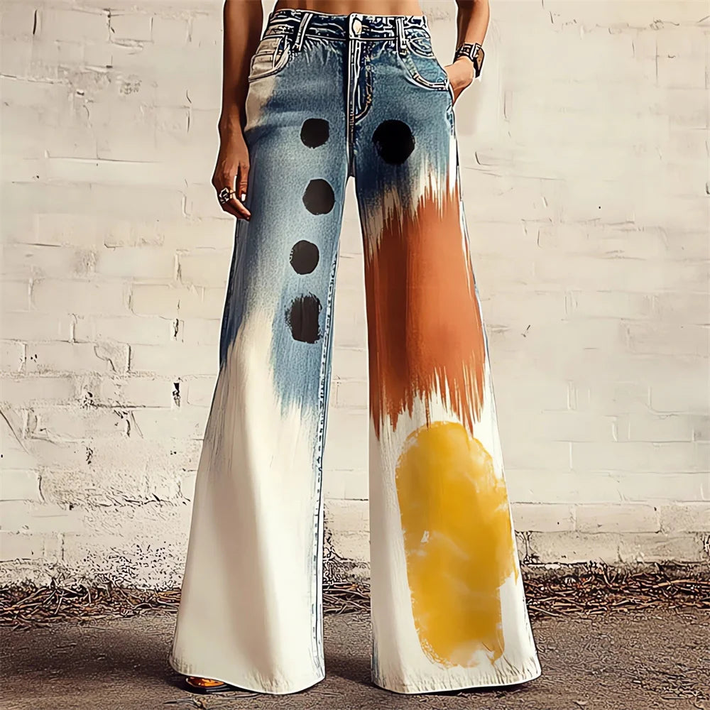 Celestial Bloom High-Waist Flare Jeans
