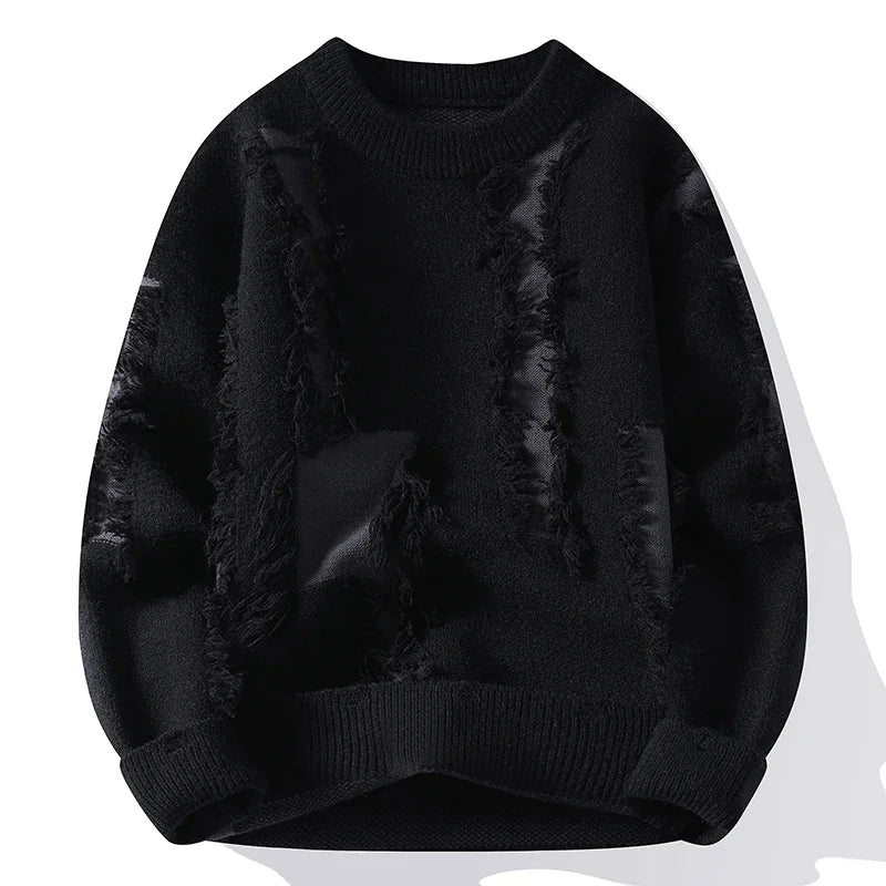 FrayLayer Textured Knit Pullover for Men