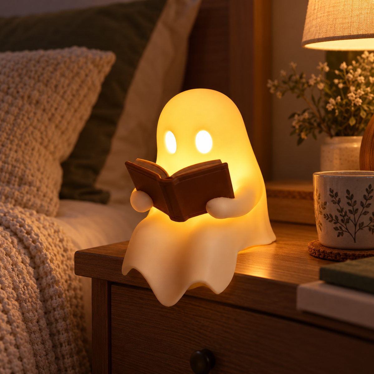 Cute Ghost Reading Book Lamp