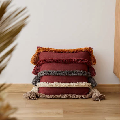 Boho Luxe Tufted Pillow Cover with Artisan Tassels