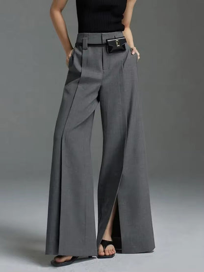 Runway Split-Front High-Waist Trousers