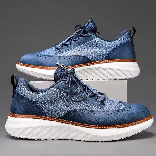 StrideCraft Woven Leather Fusion Sneakers