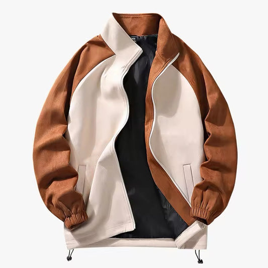 Men’s Vintage Color-Block Zip-Up Jacket