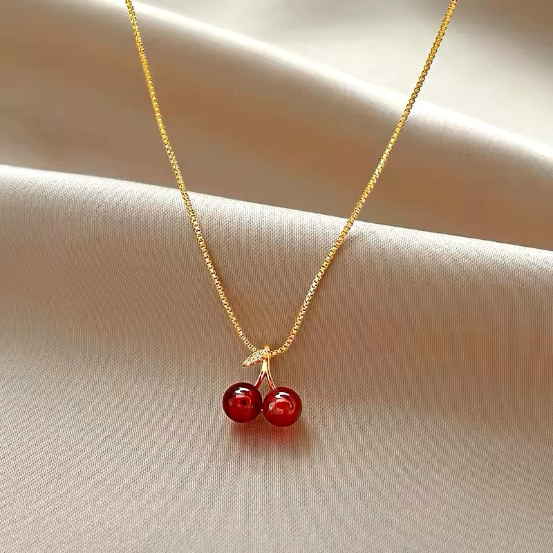 CherryBloom Gold Pendant Necklace