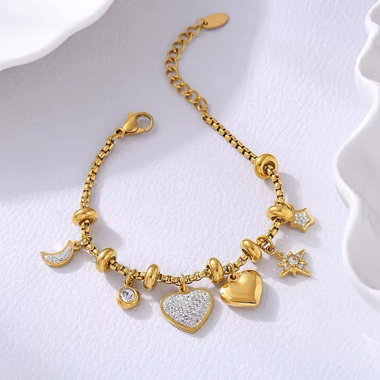 LumiAura Heart & Star Charm Bracelet