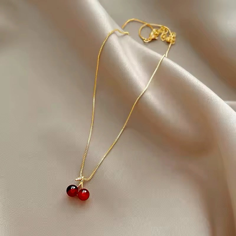 CherryBloom Gold Pendant Necklace