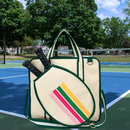 Emerald Trim Canvas Pickleball Tote