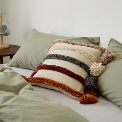 Boho Luxe Tufted Pillow Cover with Artisan Tassels