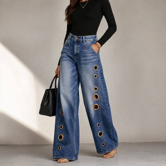 Nova Eyelet Wide-Leg Jeans