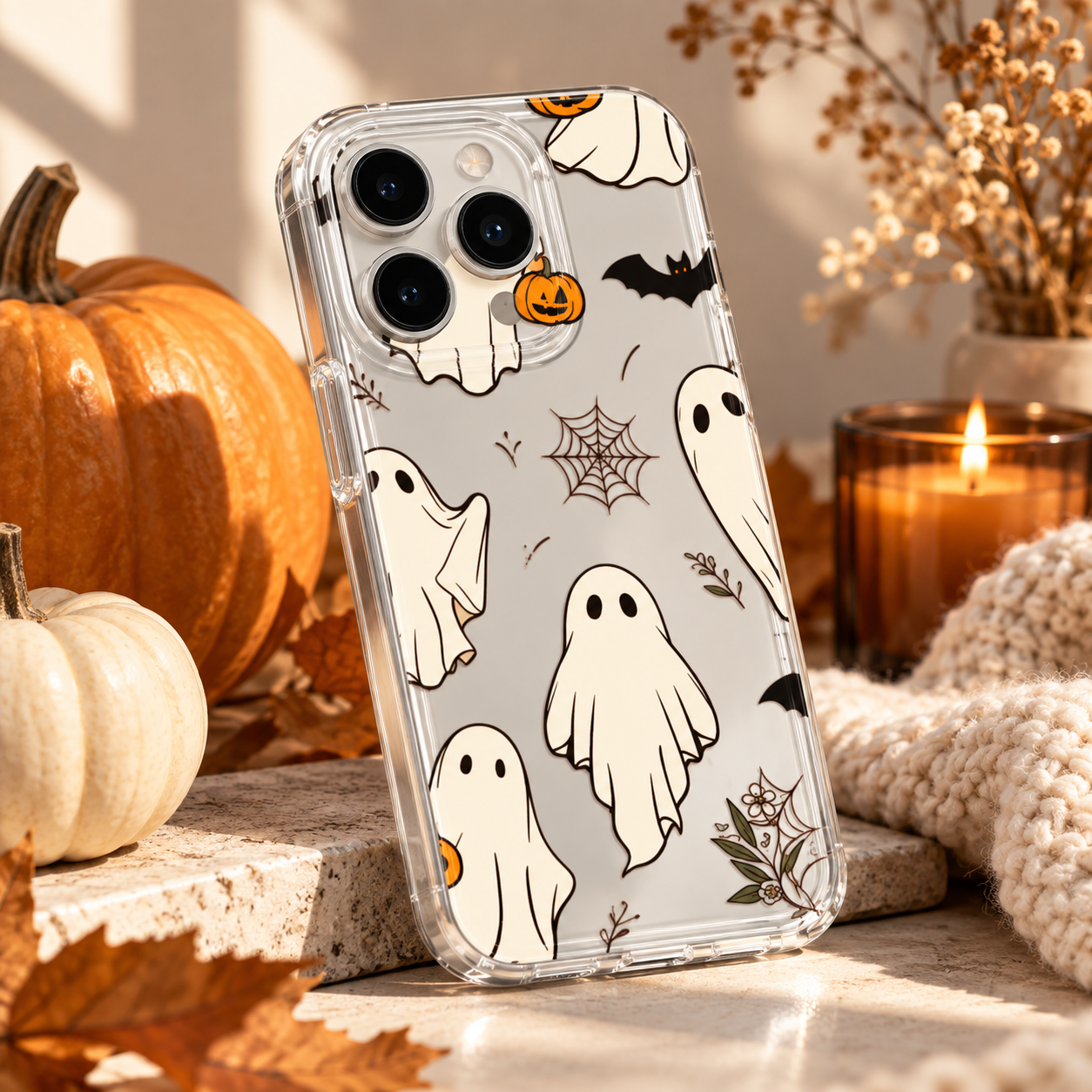 Spooky Ghost Clear iPhone Case