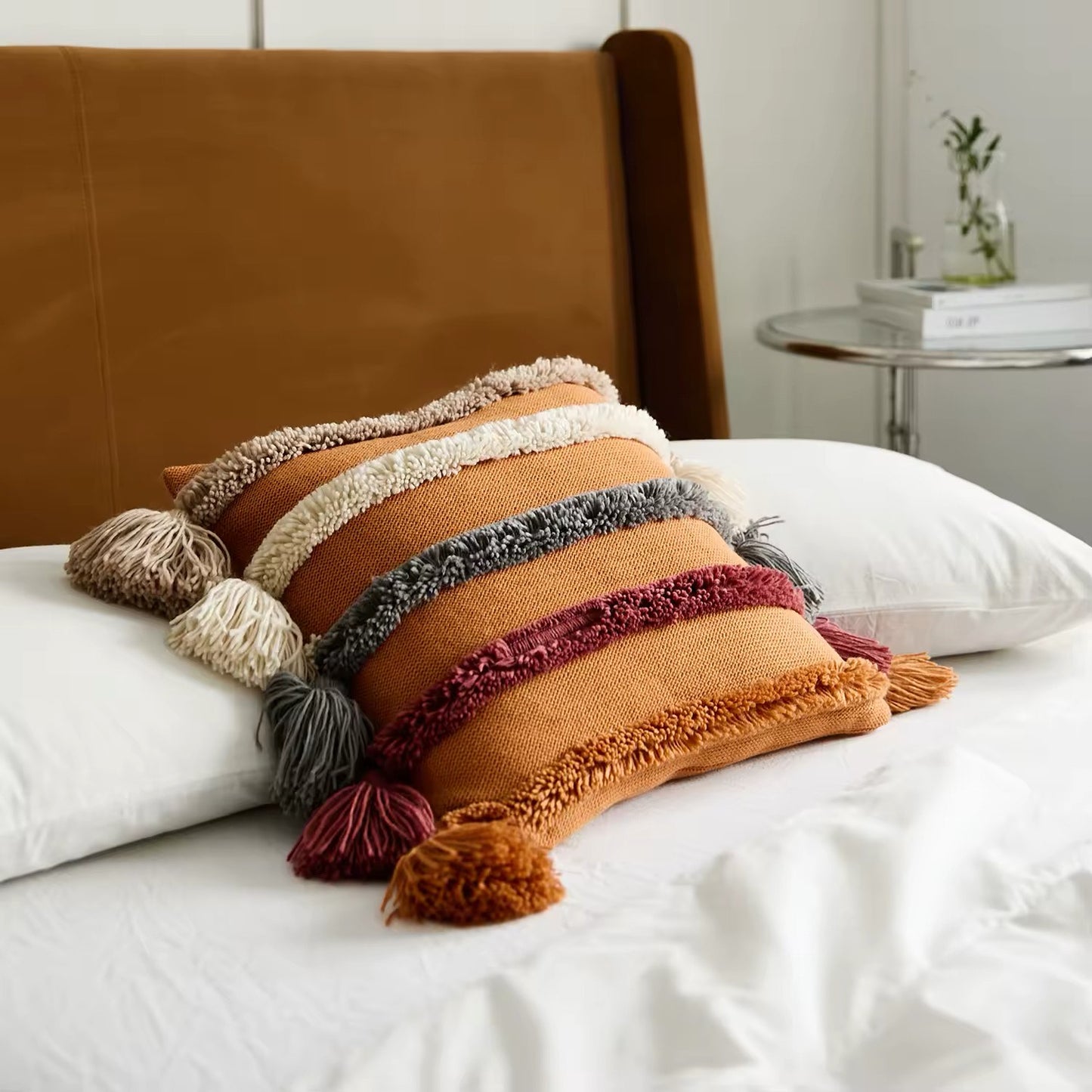 Boho Luxe Tufted Pillow Cover with Artisan Tassels