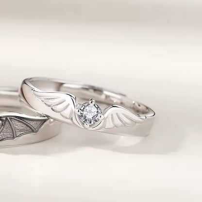 Divine Bond Angel & Demon Crystal Rings Set