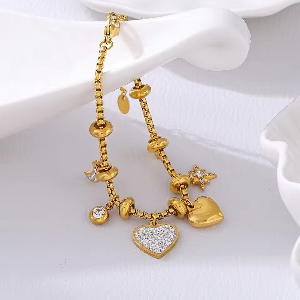 LumiAura Heart & Star Charm Bracelet