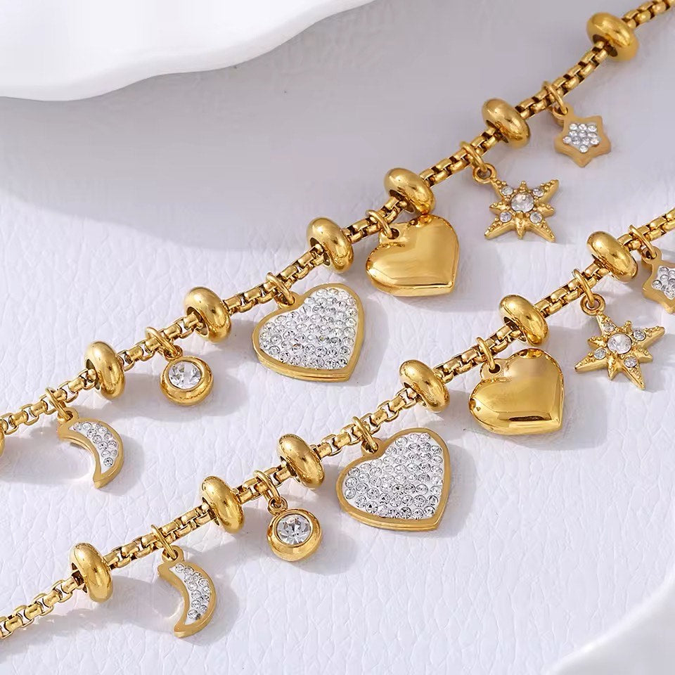 LumiAura Heart & Star Charm Bracelet