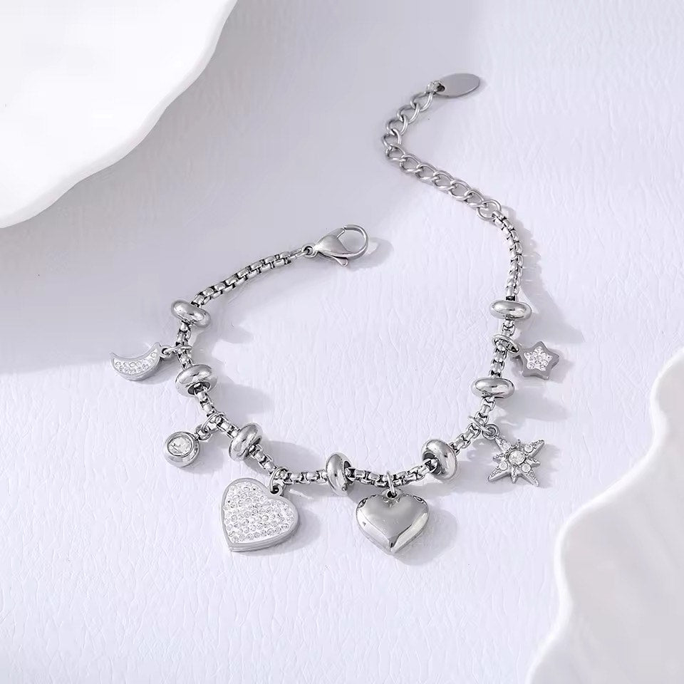 LumiAura Heart & Star Charm Bracelet