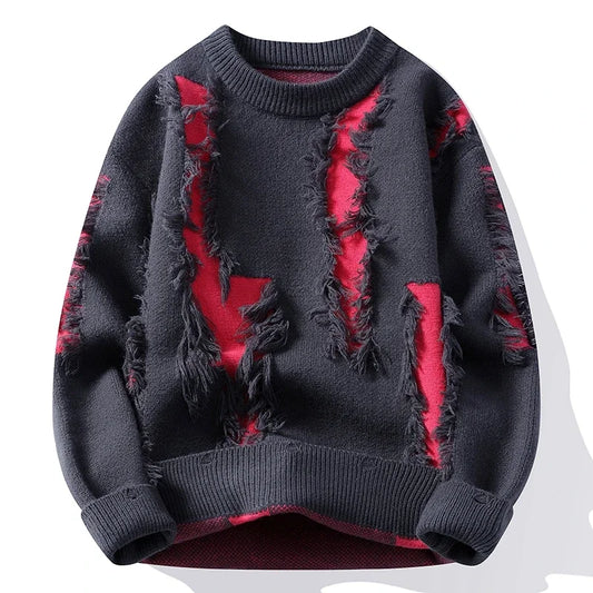 FrayLayer Textured Knit Pullover for Men