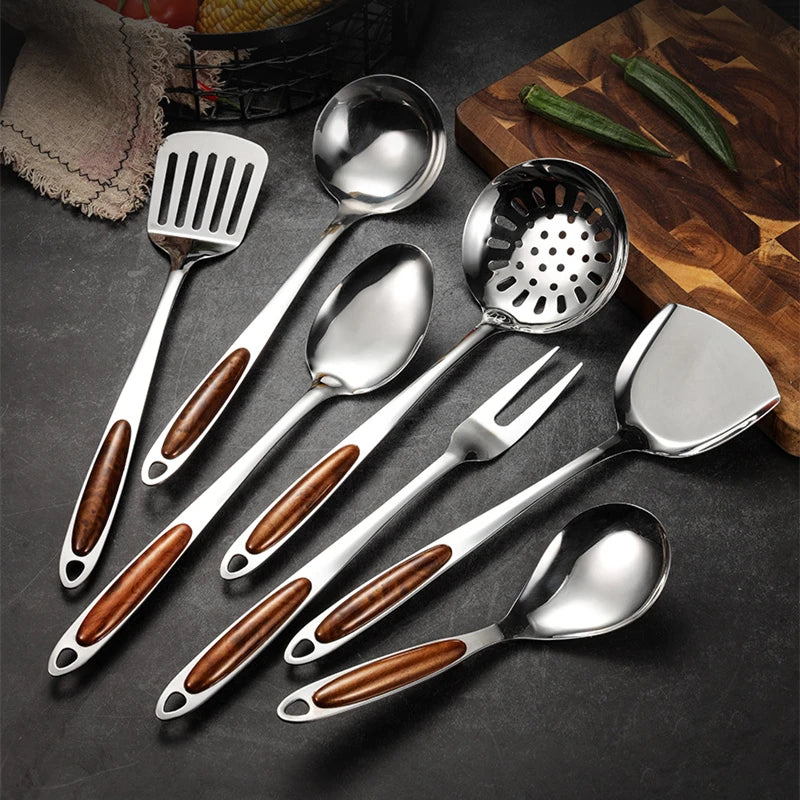 ModernCraft Steel & Wood Kitchen Tool Set